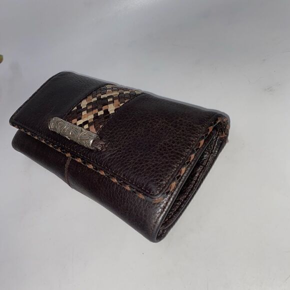 Brighton Leather Weave Wallet Brown - Picture 4 of 8